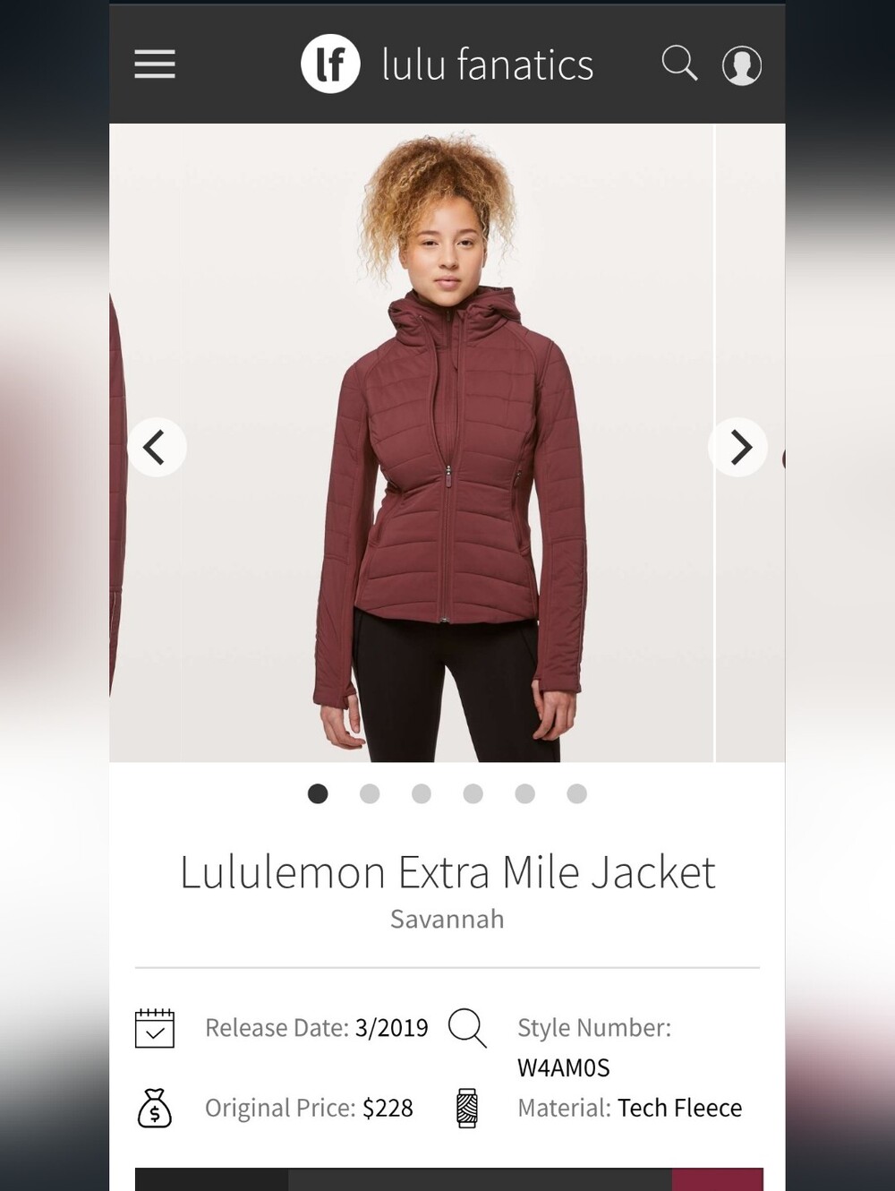 Lululemon Extra Mile Jacket
Savannah Red sz. 6